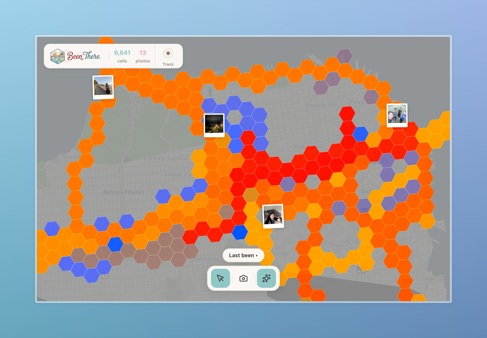 Been There intelligence mode heatmap over San Francisco